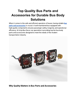 Top Quality Bus Parts and Accessories for Durable Bus Body Solutions