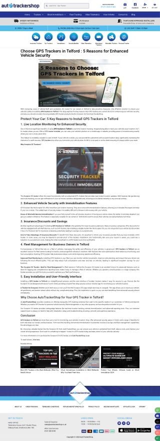 Choose GPS Trackers in Telford : 5 Reasons for Enhanced Vehicle Security