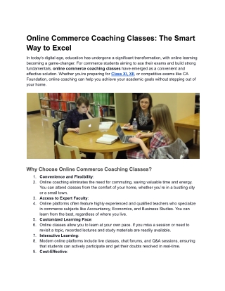 online commerce coaching classes the smart