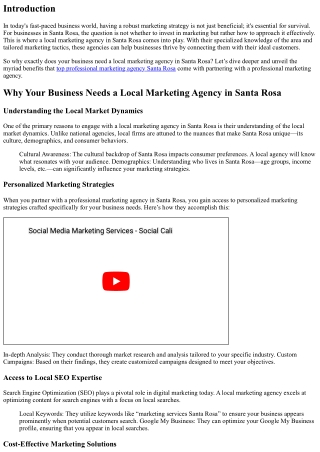 Why Your Business Needs a Local Marketing Agency in Santa Rosa