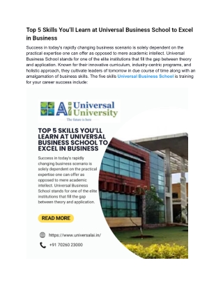 Top 5 Skills You’ll Learn at Universal Business School to Excel in Business