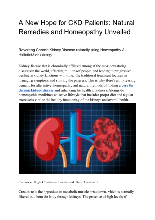 A New Hope for CKD Patients Natural Remedies and Homeopathy Unveiled