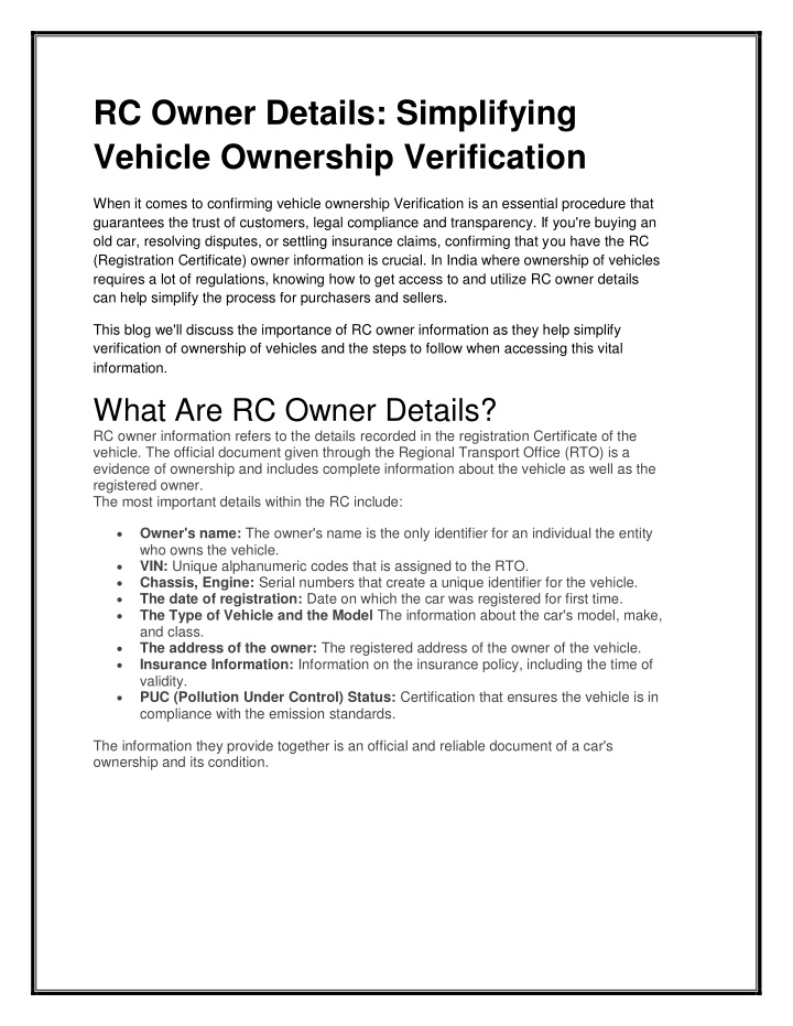 rc owner details simplifying vehicle ownership