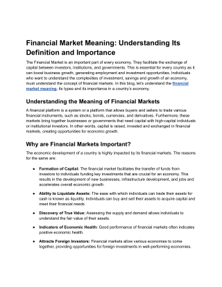 Financial Market Meaning_ Understanding Its Definition and Importance