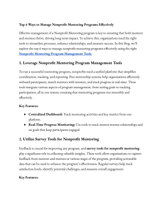 Top 6 Ways to Manage Nonprofit Mentoring Programs Effectively