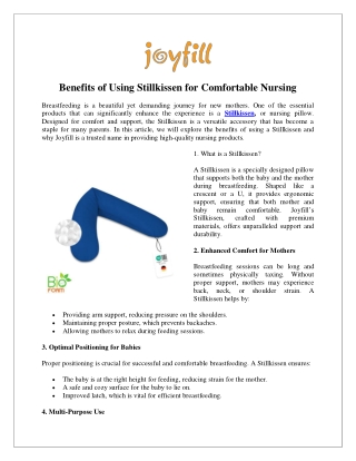 Benefits of Using Stillkissen for Comfortable Nursing