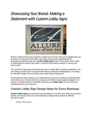 Showcasing Your Brand Making a Statement with Custom Lobby Signs