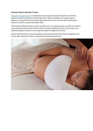 Relaxing Pregnancy Massage in Dubai