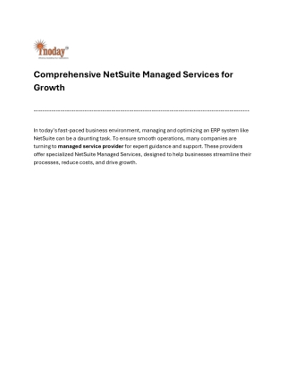 Comprehensive NetSuite Managed Services for Growth