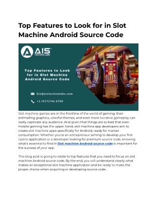 top features to look for in slot machine android