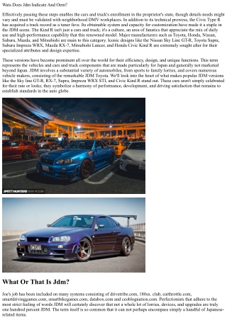 wats does jdm indicate and oem
