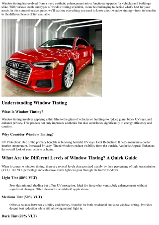 window tinting has evolved from a mere aesthetic