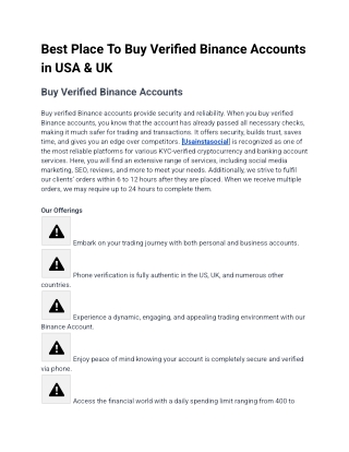 Best Place To Buy Verified Binance Accounts in USA & UK 2025