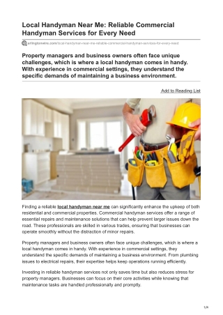 Local Handyman Near Me Reliable Commercial Handyman Services for Every Need