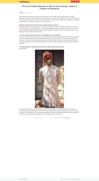 The Art of Crafting Sherwani for Men by Salil Jai Singh