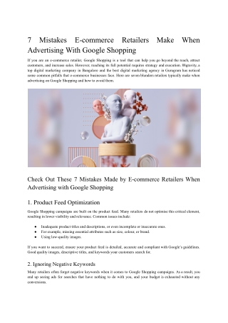 7 Mistakes Ecommerce Retailers Make When Advertising With Google Shopping - 88gravity - Dec'24