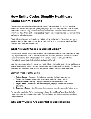 how entity codes simplify healthcare claim