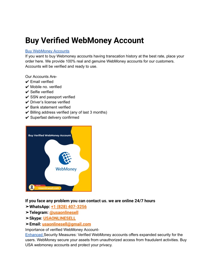 buy verified webmoney account