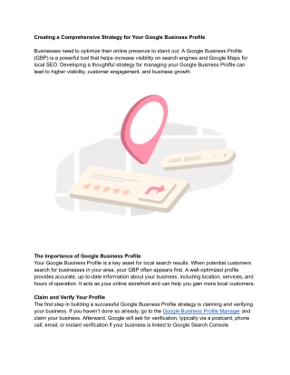 creating a comprehensive strategy for your google