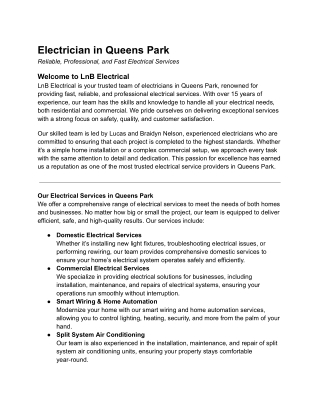 Professional Electrical Services in Queens Park - Trusted Electricians for Your