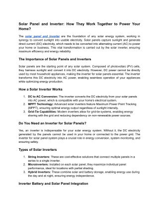 solar panel and inverter how they work together