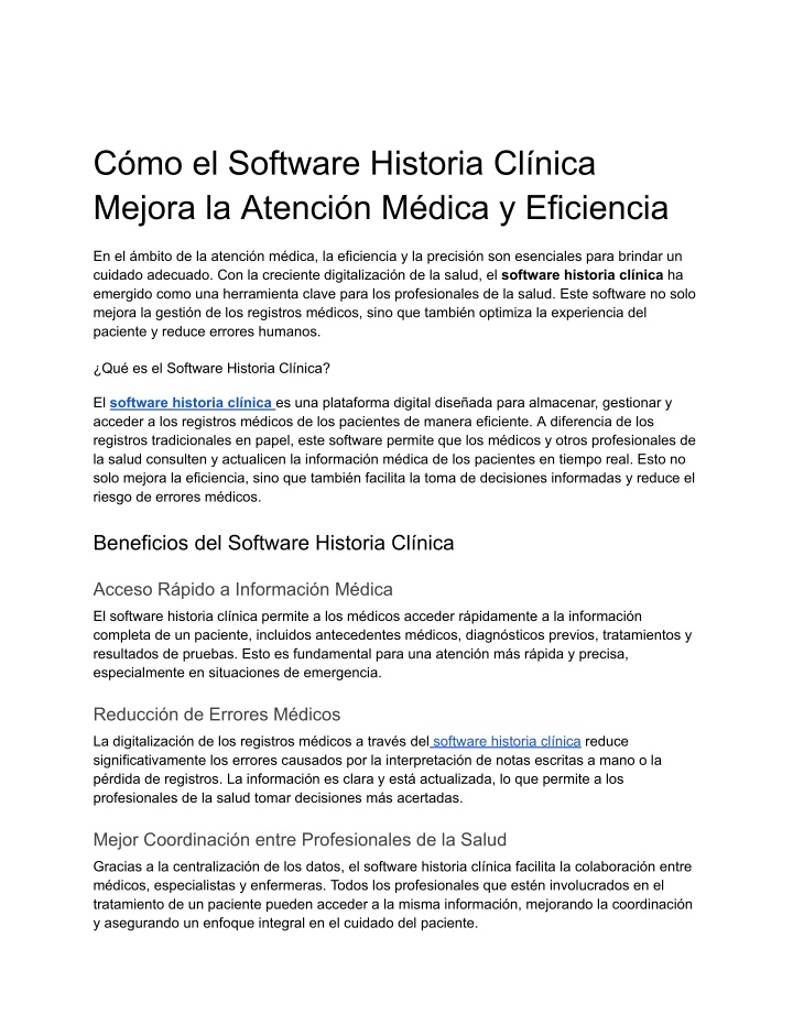 c mo el software historia cl nica mejora