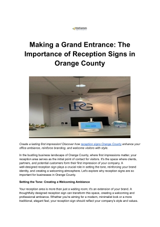 Making a Grand Entrance: The Importance of Reception Signs in Orange County