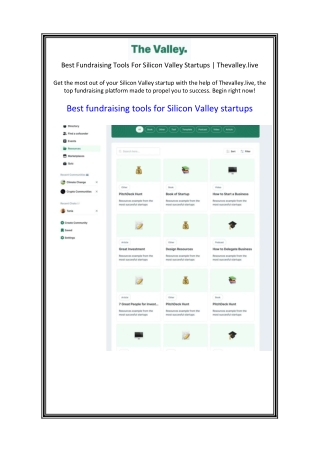 Best Fundraising Tools For Silicon Valley Startups  Thevalley.live