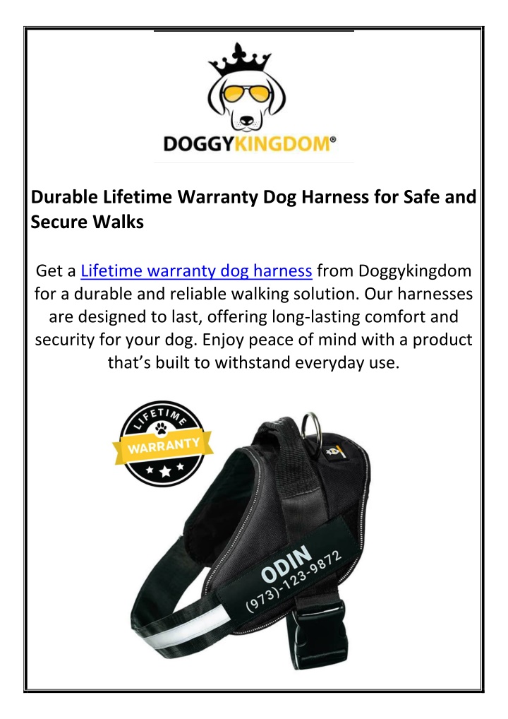 durable lifetime warranty dog harness for safe