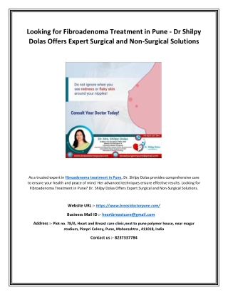 Looking for Fibroadenoma Treatment in Pune - Dr Shilpy Dolas Offers Expert Surgical and Non-Surgical Solutions