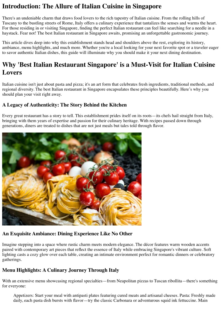 introduction the allure of italian cuisine