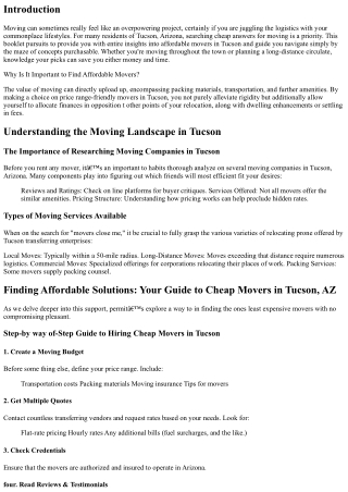 Finding Affordable Solutions: Your Guide to Cheap Movers in Tucson, AZ