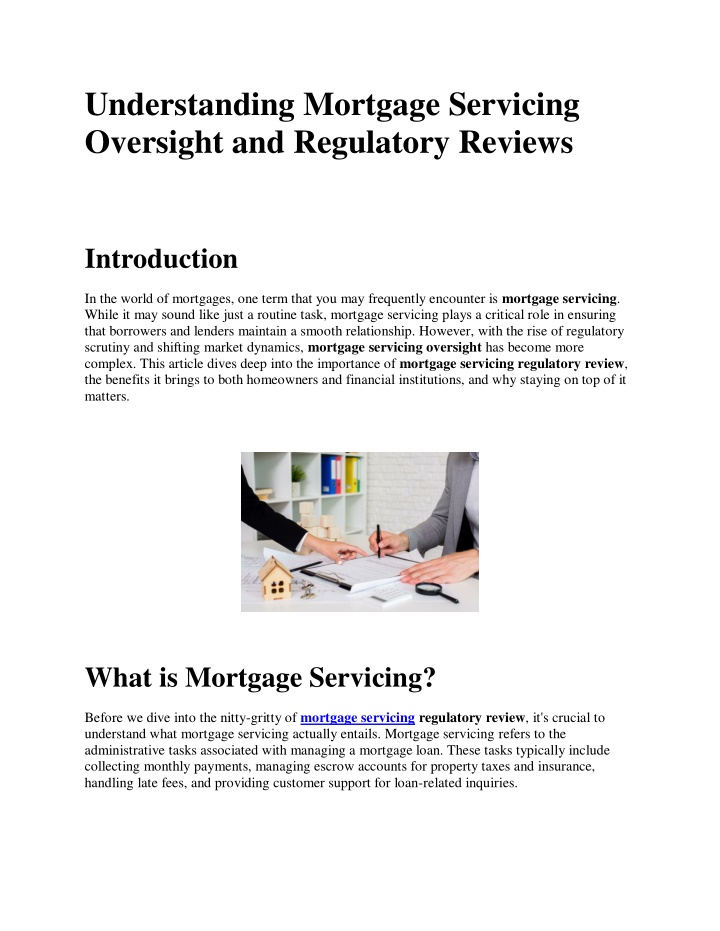 understanding mortgage servicing oversight