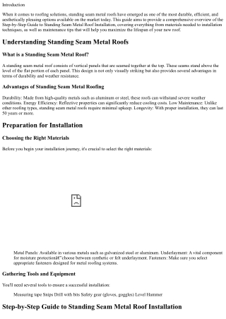 Step-by-Step Guide to Standing Seam Metal Roof Installation