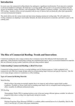 The Rise of Commercial Roofing: Trends and Innovations