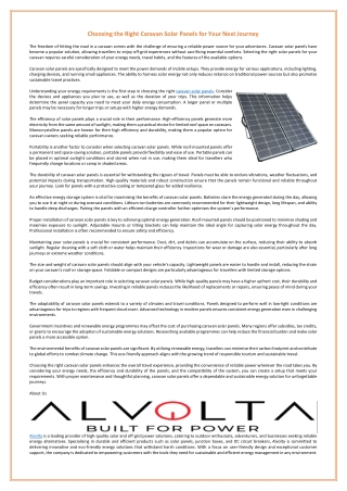 Choosing the Right Caravan Solar Panels for Your Next Journey