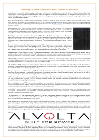 Harnessing The Power Of 350W Solar Panels For Off-Grid Adventures