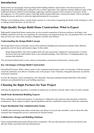 High-Quality Design-Build Home Construction: What to Anticipate