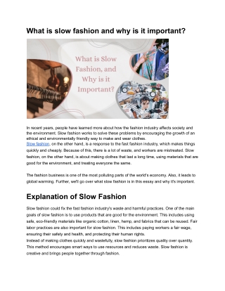 Understanding Slow Fashion