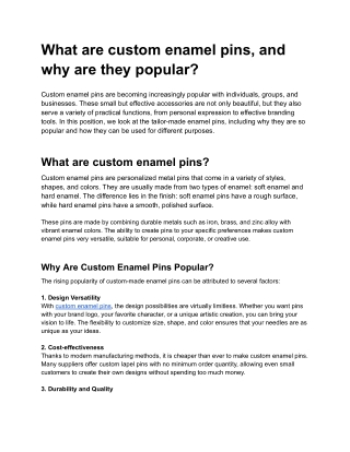 what are custom enamel pins and why are they