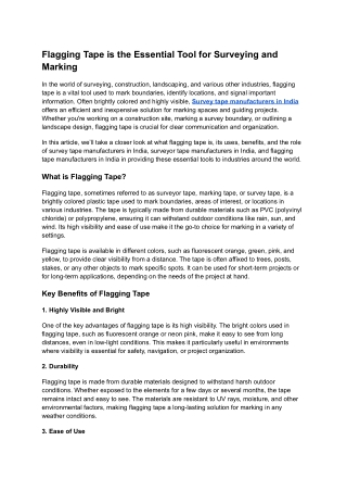 Flagging Tape is the Essential Tool for Surveying and Marking