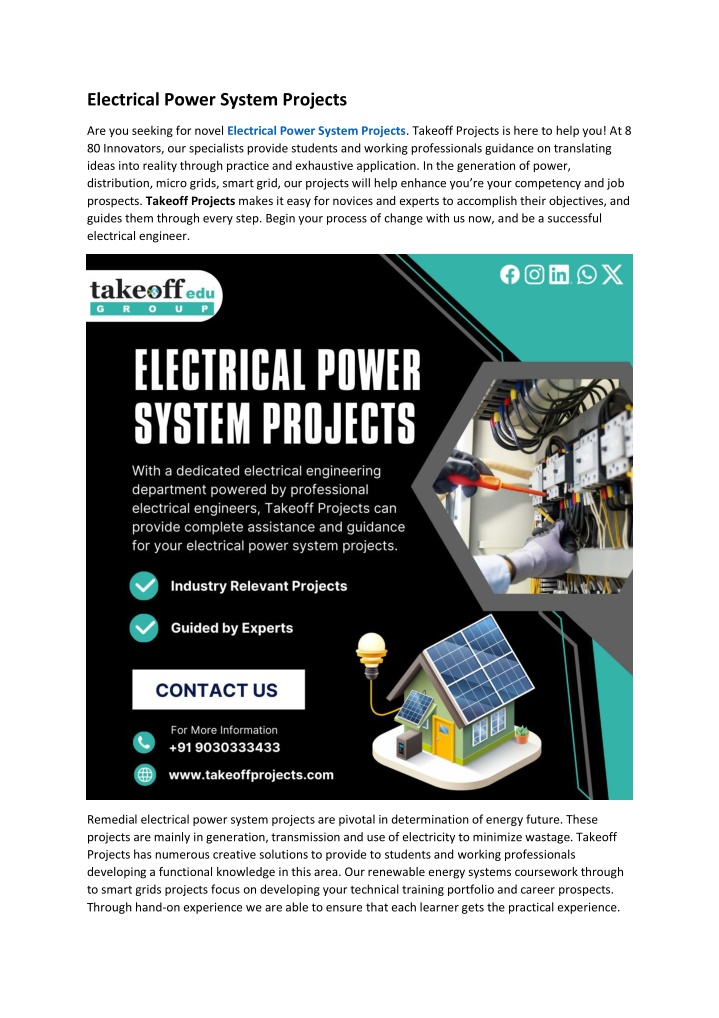 electrical power system projects