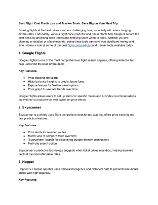 best flight cost predictors and tracker tools