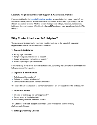laser 247 helpline