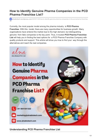 How to Identify Genuine Pharma Companies in the PCD Pharma Franchise List?