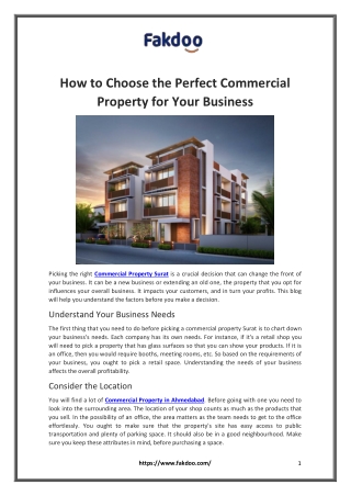 How to Choose the Perfect Commercial Property for Your Business