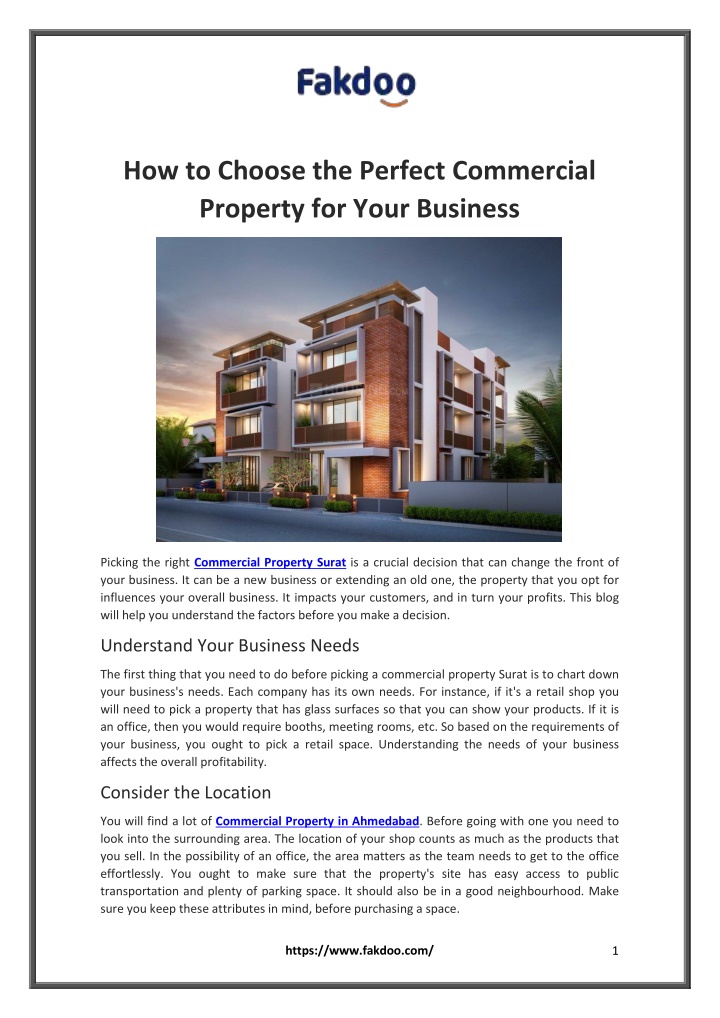 how to choose the perfect commercial property