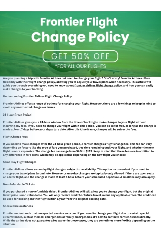 Frontier Airlines Flight Change Policy