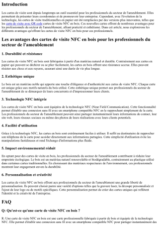 Les avantages des cartes de visite NFC en bois pour les professionnels du secteu