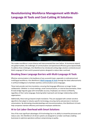 Revolutionizing Workforce Management with Multi-Language AI Tools and Cost-Cutting AI Solutions